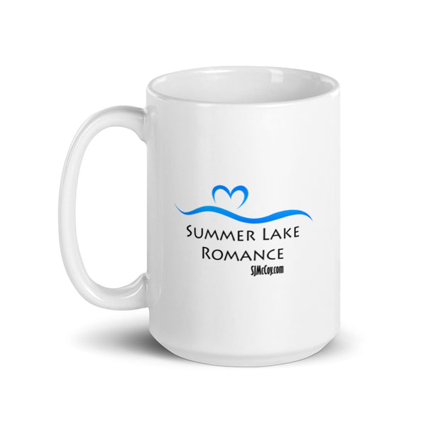 Summer Lake Romance White glossy mug